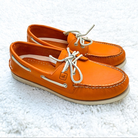 Sperry Topsider Orange Leather Boat 